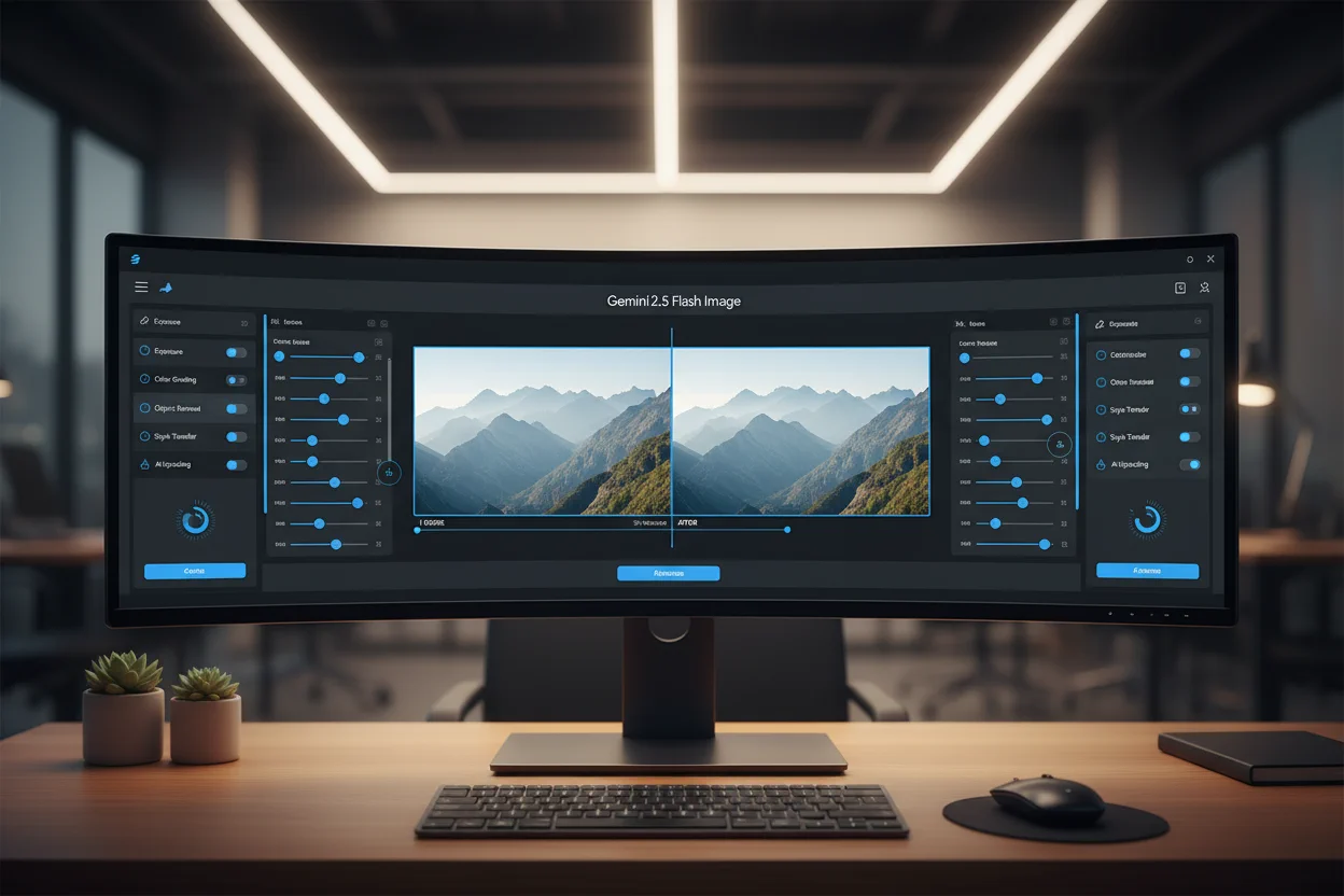 Demostración de interfaz del modelo de IA Gemini 2.5 Flash Image de Google