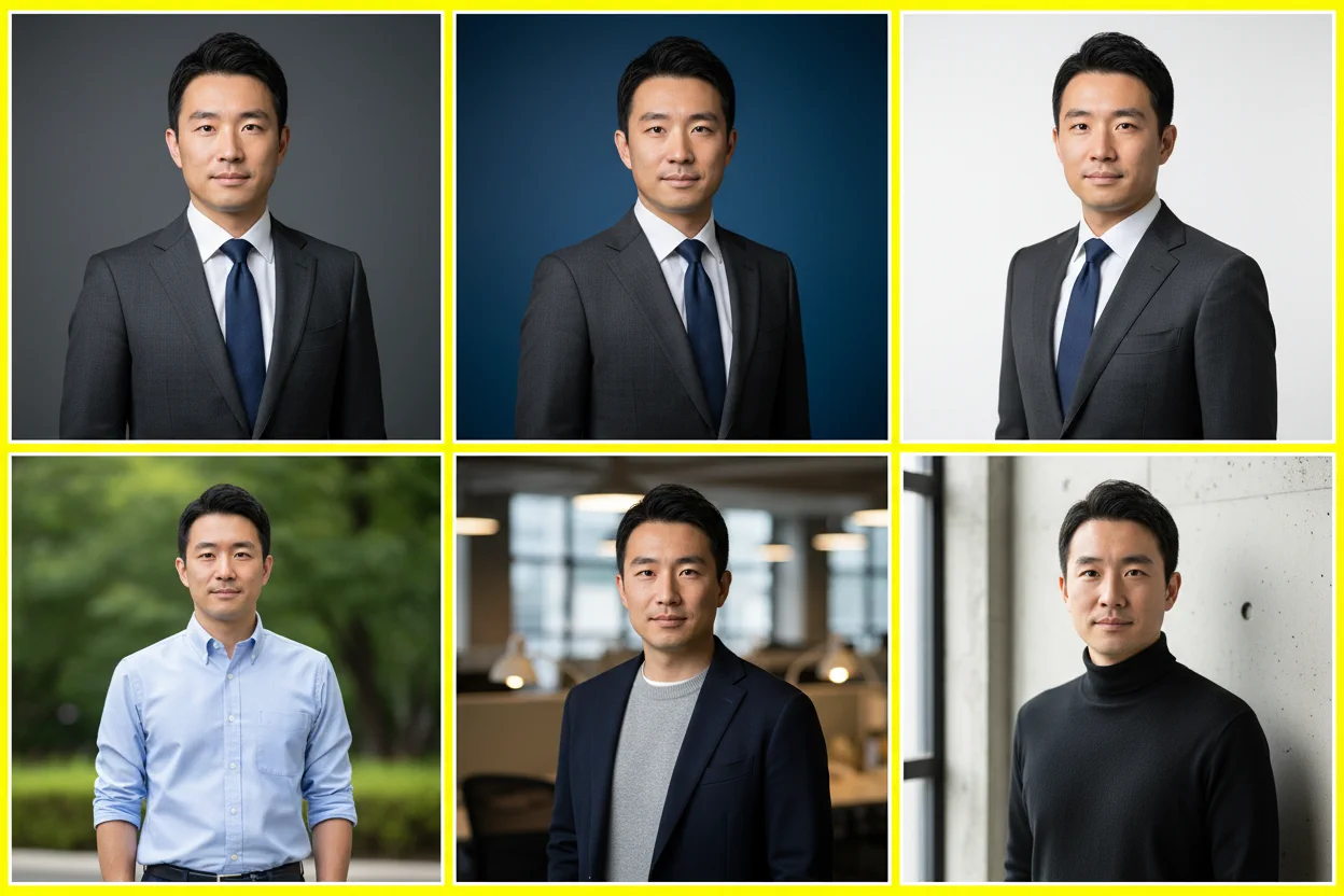 Variaciones de fotos de perfil profesionales generadas por IA desde foto única